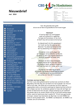 CBS de hoeksteen, nieuwsbrief mei 2014