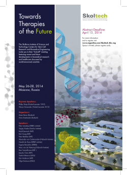 Towards Therapies of the Future - Skolkovo Center for Stem Cell