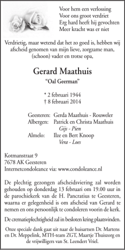 Gerard Maathuis - Condoleance.nl