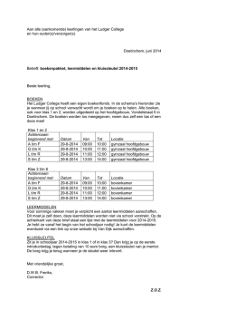 Doetinchem, juni 2014 Betreft: boekenpakket
