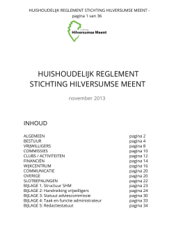 Huishoudelijk reglement SHM - Stichting Hilversumse Meent