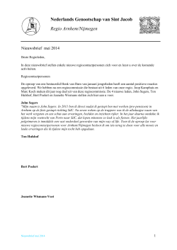 Nieuwsbrief mei 2014 - Het Nederlands Genootschap van Sint Jacob
