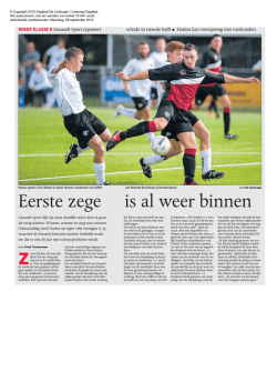 Eerste zege is al weer binnen Eerste zege is al