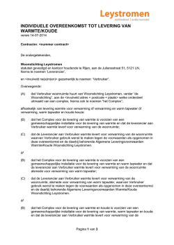 Individuele Leverovereenkomst voor levering van Warmte