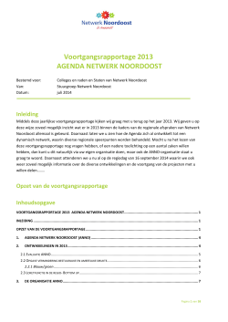 Voortgangsrapportage 2013 AGENDA NETWERK