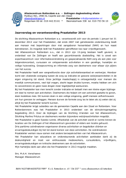 jaarverslag Praatatelier 2013 - Afasie Vereniging Nederland