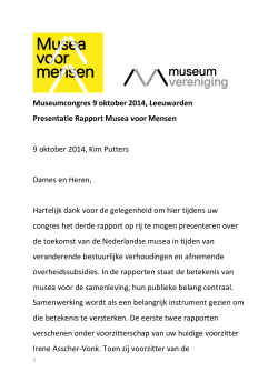 Toespraak Kim Putters - Nederlandse Museumvereniging