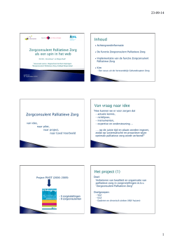 1.4 Zorgconsulent palliatieve zorg