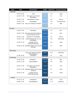 DAG TIJD ACTIVITEIT VORM LEEFTIJD Contact persoon Maandag