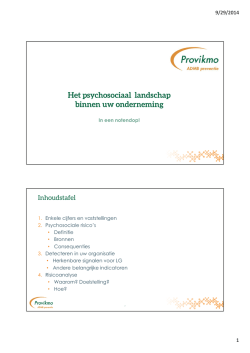 Het psychosociaal landschap binnen uw onderneming