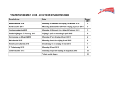 VAKANTIEROOSTER 2014 – 2015 VOOR STUDENTEN MBO