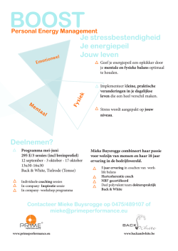 Je stressbestendigheid Je energiepeil Jouw leven Deelnemen?