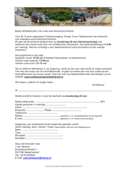 Hierbij schrijf ik mij in voor de Oldtimerrit op zaterdag