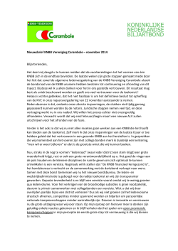 Nieuwsbrief KNBB Vereniging Carambole – november 2014