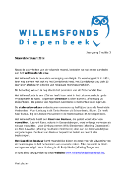 Nieuwsbrief Maart 2014 - Willemsfonds Diepenbeek