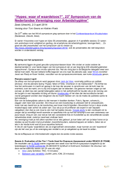 symposiumverslag - Nederlandse Vereniging voor Arbeidshygiëne