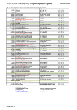 Jaarplanning Post bacheloropleiding Bedrijfskundig Zorgmanagement