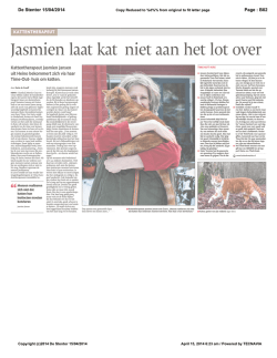 Jasmien laat kat niet aan het lot over