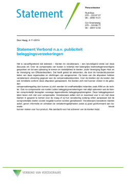 Statement Verbond n.a.v. publiciteit