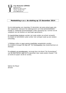 Mededeling n.a.v. de staking op 15 december 2014