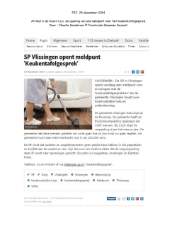 PZC 24 december 2014 Artikel in de krant n.a.v. de