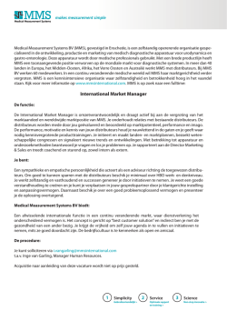 International Market Manager - Medical Measurement Systems