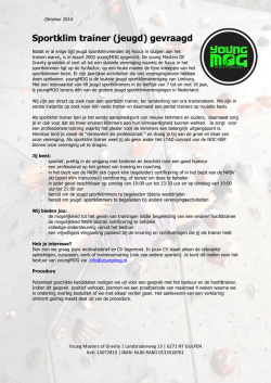 Sportklim trainer (jeugd) gevraagd