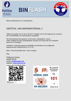 DIEFSTAL VAN WERKMATERIAAL !!
