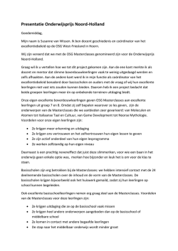 Presentatie Onderwijsprijs Noord-Holland - OSG West