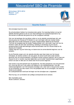 6e nieuwsbrief - Onderwijs op de Piramide