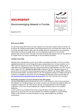 Nieuwsbrief Alumnivereniging Netwerk in Functie september 2014