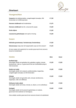 Dinerkaart Voorgerechten