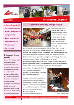 Nieuwsbrief WPW Langedijk Lente 2014