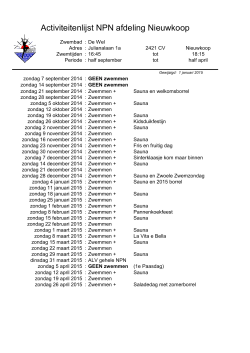 Activiteitenlijst NPN afdeling Nieuwkoop