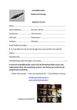 Inschrijfformulier Atelier het Kroontje Gegevens Cursist Naam