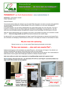 Persbericht van NLB _Nederlandbeter_ inzake zwarte Pieten vrienden