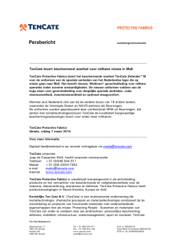 Download: 140307 Persbericht TenCate inzake uniformen Mali