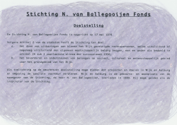 Doelstelling - Stichting N. van Ballegooijen Fonds