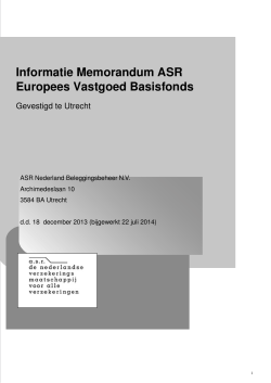 Informatiememorandum ASR Europees Vastgoed Basisfonds