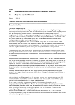 advies over het pleegzorgfonds 2015 voor regiogemeenten