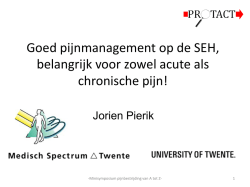 Goede pijnmanagement op de SEH, belangrijk voor zowel acute als