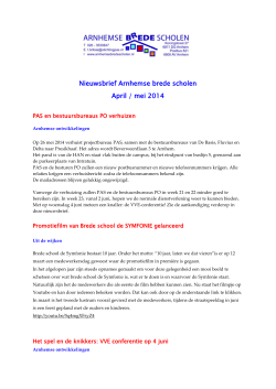 Nieuwsbrief Arnhemse brede scholen April / mei 2014