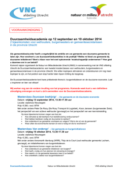 Duurzaamheidsacademie op 12 september en 10