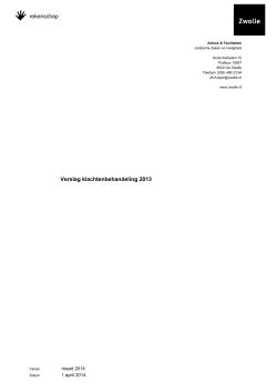 rekenschap Verslag klachtenbehandeling 2013