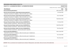 PROVISIONAL EXAM SCHEDULE FACULTY ES JANUARY 2015