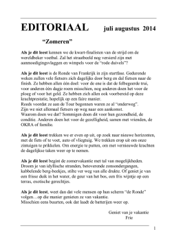 EDITORIAAL juli augustus 2014