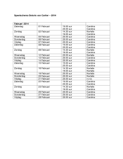 Speelschema Deloris van Cartier – 2014 Februari