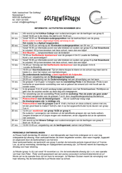 INFORMATIE / ACTIVITEITEN NOVEMBER 2014 03 nov