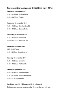 Toetsrooster toetsweek 1 HAVO