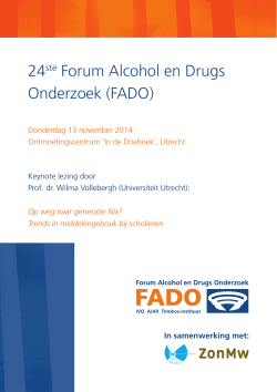 24ste Forum Alcohol en Drugs Onderzoek (FADO)